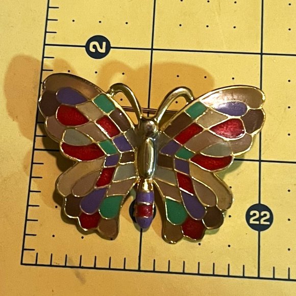 Colorful Enamel Butterfly Brooch - Picture 2 of 3